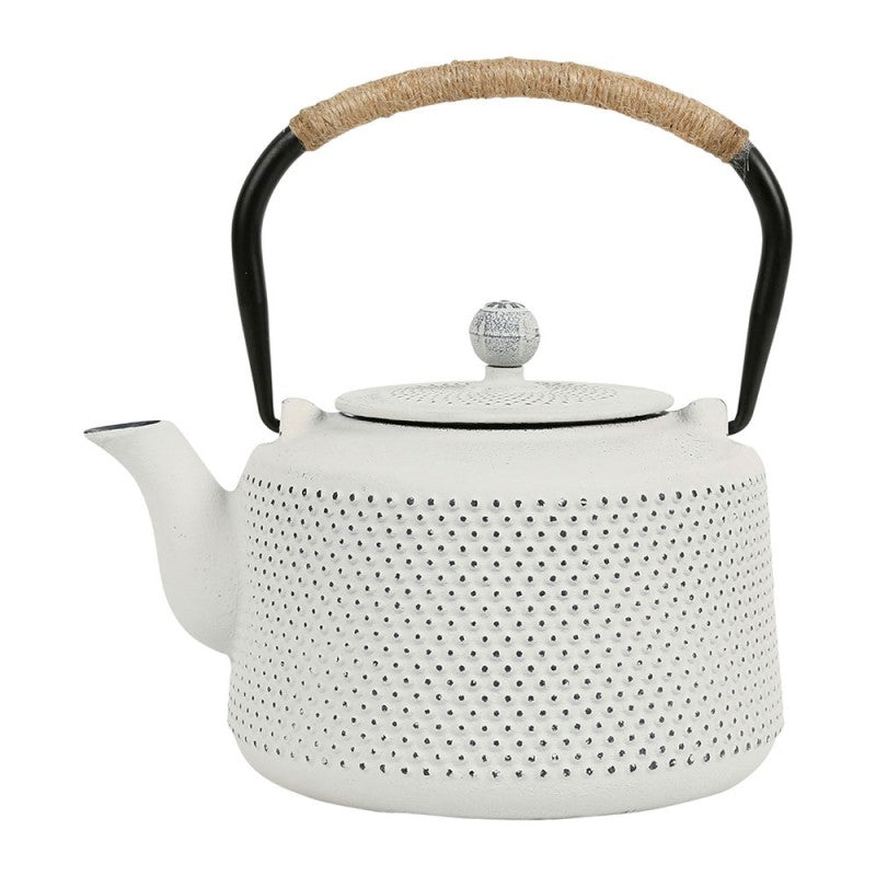 Théière en fonte 1.5L POINTILLE blanche